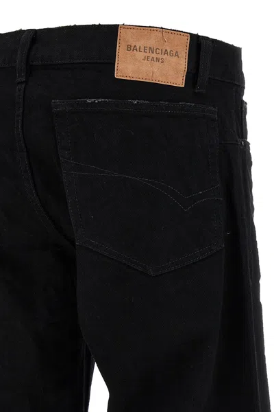 Balenciaga Women Denim Trousers With Frayed Edges In Multi