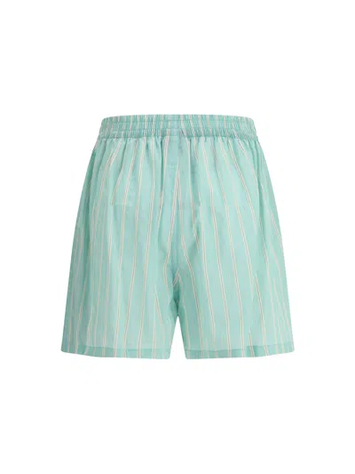 Balenciaga Striped Elastic-waist Shorts In Green