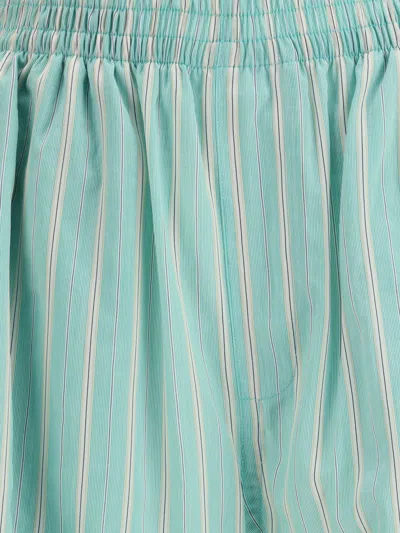 Balenciaga Striped Elastic-waist Shorts In Green