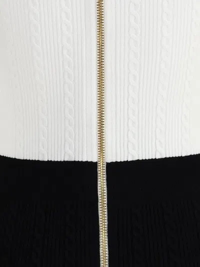 Balmain Fitted Black Dress With Ribbed Texture And Gold Accents In Multi