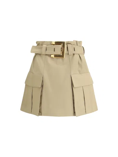 Balmain Women Cargo Miniskirt In Gray