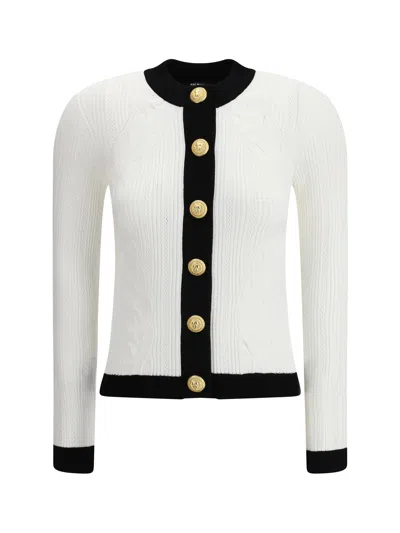 Balmain Two-tone Cardigan Sweaters And Cardigans White/black In White