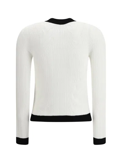 Balmain Two-tone Cardigan Sweaters And Cardigans White/black In White