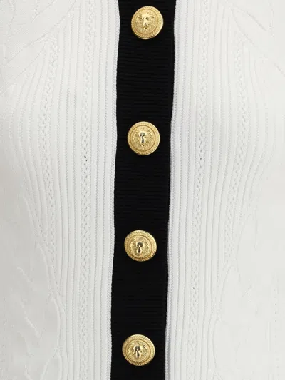 Balmain Two-tone Cardigan Sweaters And Cardigans White/black In White