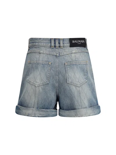 Balmain Women Denim Shorts In Blue