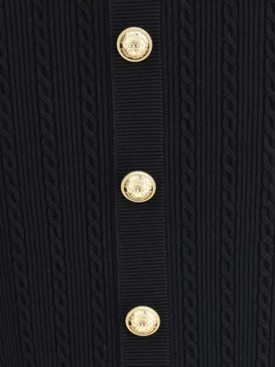 Balmain Black Skirt With Logo Buttons And Zip Closure In Black