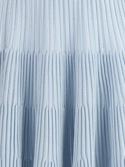 Balmain A-line Textured Knit Skirt In Blue