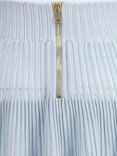 Balmain A-line Textured Knit Skirt In Blue
