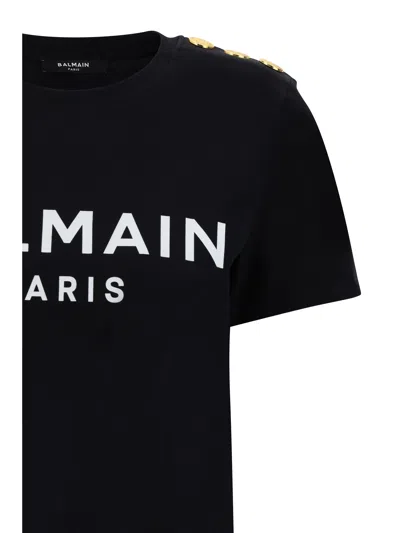 Balmain Women T-shirt With Print In Black