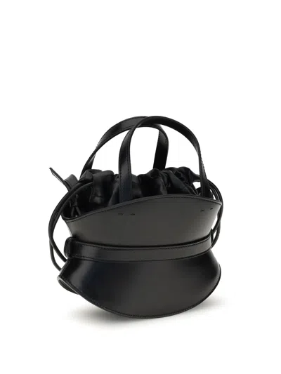 Balmain Shuffle Mini Top-handle Bag In Calfskin In Black