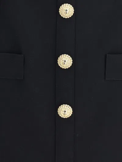 Balmain Black Wool Mini Dress In Black