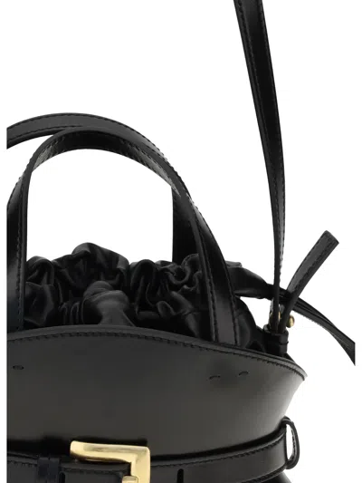 Balmain Shuffle Mini Top-handle Bag In Calfskin In Black