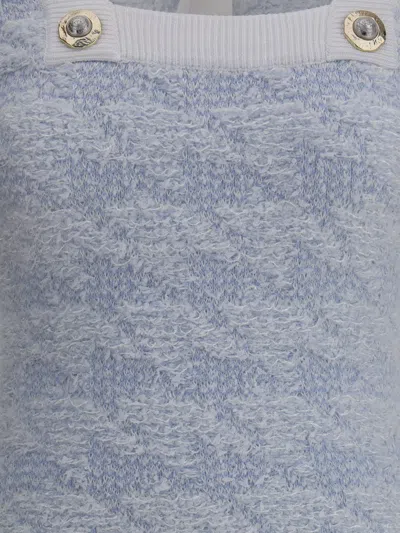 Balmain Tweed Mini Dress With Lurex Thread In Blue
