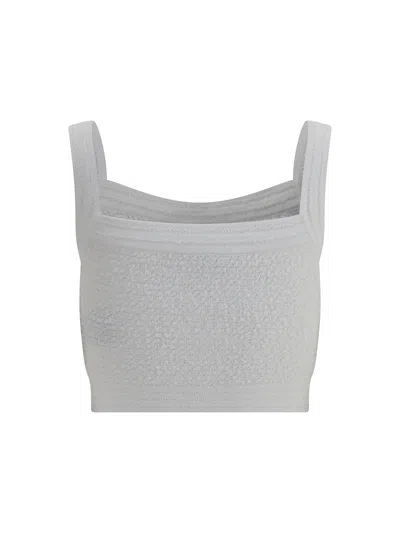 Balmain Cotton Blend Top Button Embellishments In Gray