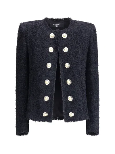 Balmain Tweed Spencer Jacket In Black
