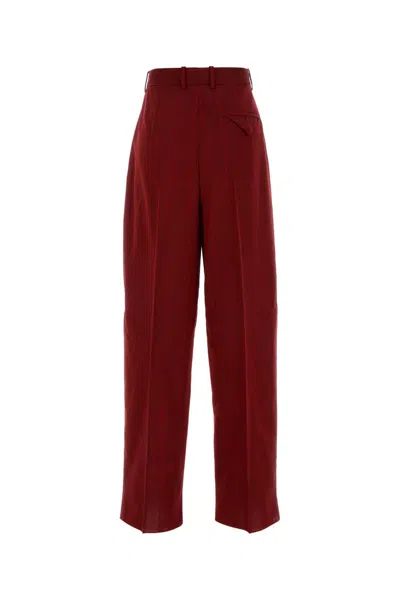 Bottega Veneta Women Melange Red Wool Blend Wide-leg Pant In Green