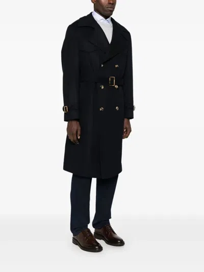 Brunello Cucinelli Double-breasted Belted Coat In Black