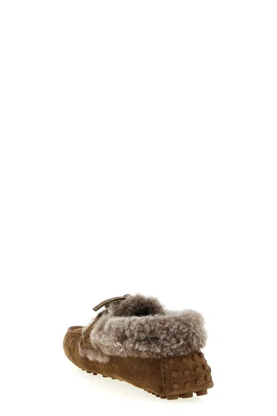 Brunello Cucinelli Suede Moccasin Driving Loafers Lace Detail In Brown