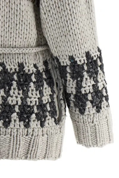 Brunello Cucinelli Multicolor Opera Prince Of Wales Cardigan In Gray