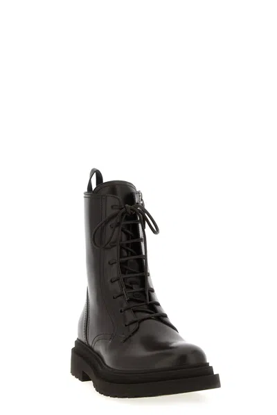Brunello Cucinelli Leather Biker Boots In Black
