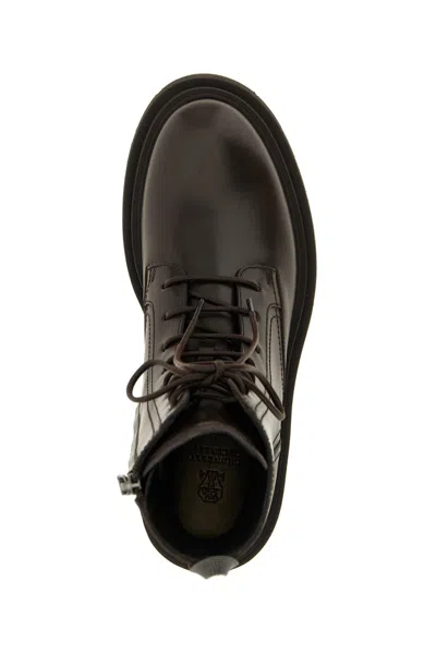Brunello Cucinelli Leather Biker Boots In Black