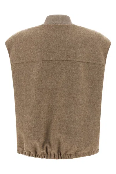 Brunello Cucinelli Women 'shiny Zipper Pull' Vest In Brown