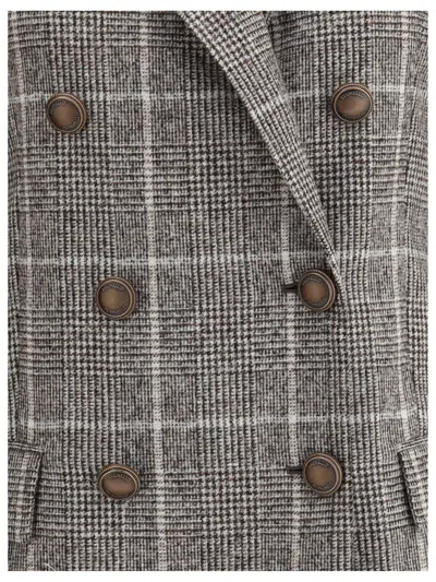 Brunello Cucinelli Women Alpaca And Wool Prince De Galles Blazer In Gray