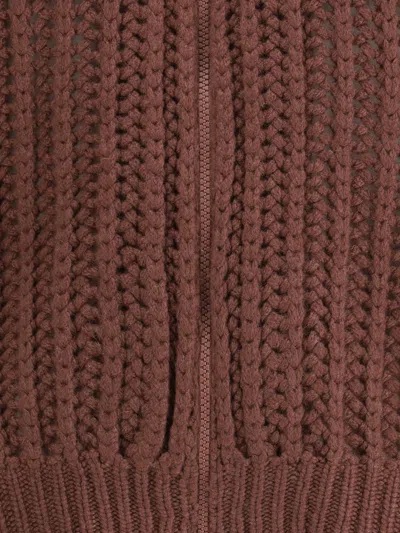Brunello Cucinelli Women Balloon Net Embroidery Cardigan In Cashmere With A Hood In Brown