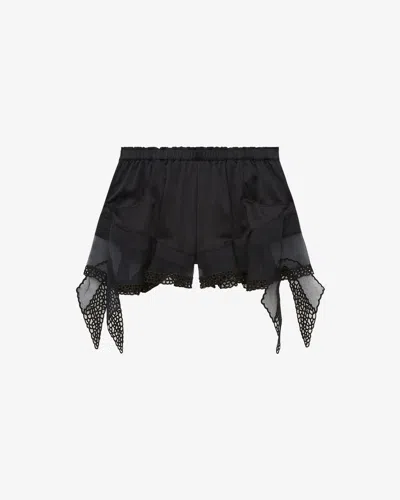Isabel Marant Ildana Lace-trimmed Stretch Silk-blend Shorts In Black