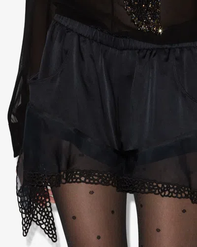 Isabel Marant Ildana Lace-trimmed Stretch Silk-blend Shorts In Black