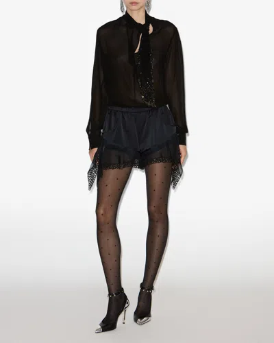 Isabel Marant Ildana Lace-trimmed Stretch Silk-blend Shorts In Black