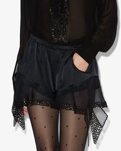 Isabel Marant Ildana Lace-trimmed Stretch Silk-blend Shorts In Black