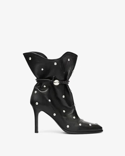 Isabel Marant Draped Leather Ankle Boots With Stiletto Heel In Black