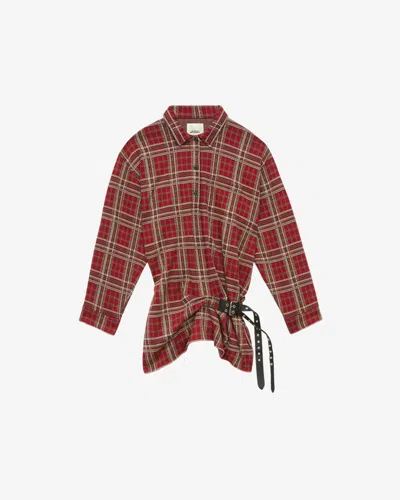 Isabel Marant Blandia Gathered Buckle-detailed Checked Cotton-flannel Mini Dress In Multi