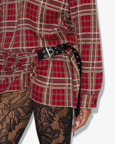 Isabel Marant Blandia Gathered Buckle-detailed Checked Cotton-flannel Mini Dress In Multi