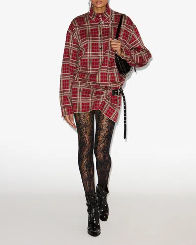 Isabel Marant Blandia Gathered Buckle-detailed Checked Cotton-flannel Mini Dress In Multi