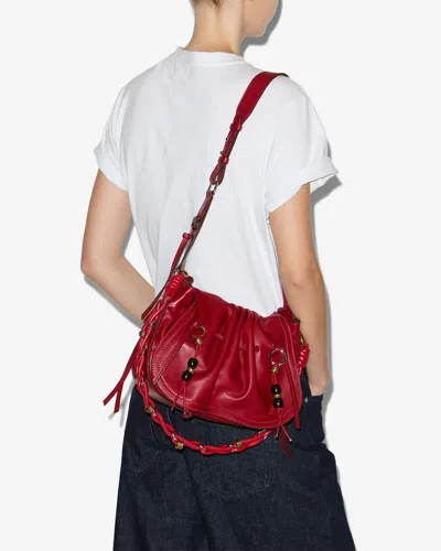 Isabel Marant Pleated Drawstring Shoulder Bag In Red