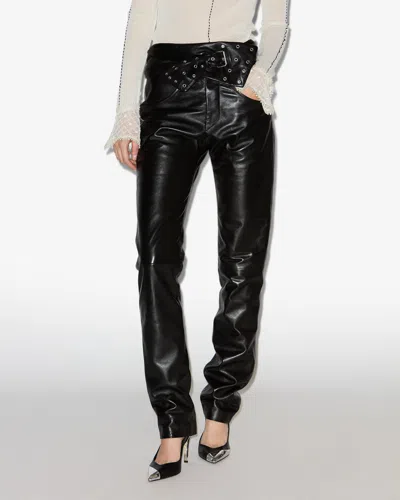 Isabel Marant Women Chazia Leather Trousers In Black