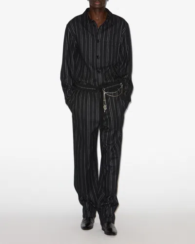 Isabel Marant Isaki Pinstripe Drawstring Trousers In Black