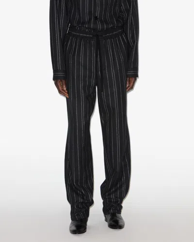 Isabel Marant Isaki Pinstripe Drawstring Trousers In Black