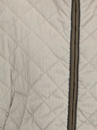 Brunello Cucinelli Women Corduroy Quilted Jacket In Gray