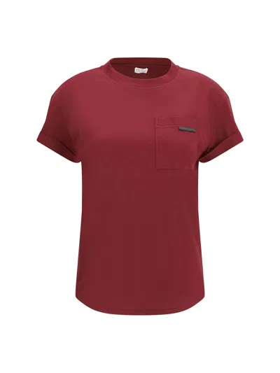 Brunello Cucinelli Monili-chain Patch-pocket T-shirt In Red