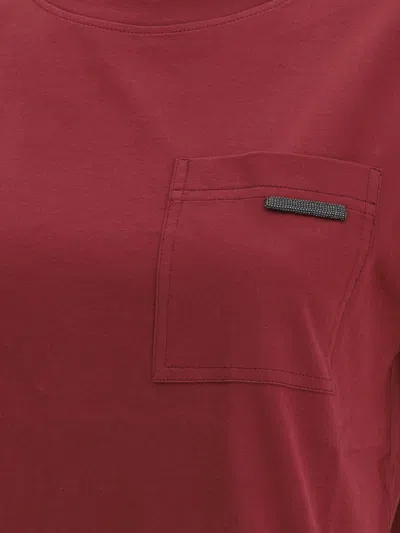Brunello Cucinelli Monili-chain Patch-pocket T-shirt In Red