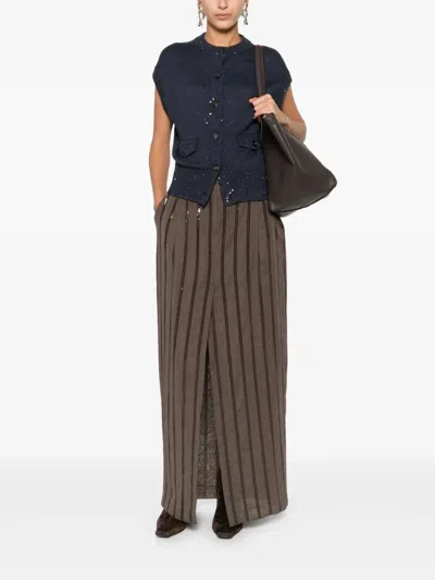 Brunello Cucinelli Sequin-embellished Cardigan In Blue