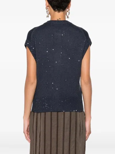 Brunello Cucinelli Sequin-embellished Cardigan In Blue