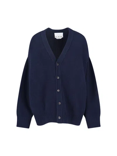 Sa Su Phi Navy Blue Knitted Cardigan With V-neckline And Button-down Front In Blue