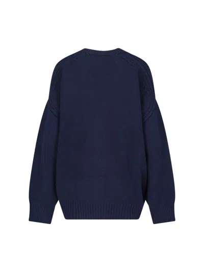 Sa Su Phi Navy Blue Knitted Cardigan With V-neckline And Button-down Front In Blue