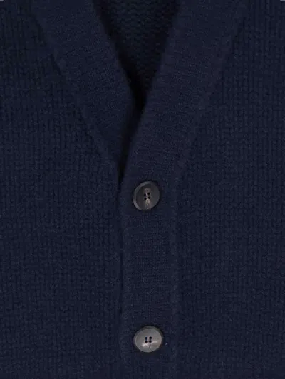Sa Su Phi Navy Blue Knitted Cardigan With V-neckline And Button-down Front In Blue