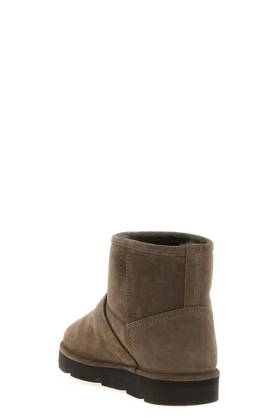 Brunello Cucinelli Shearling-lined Suede Ankle Boots In Brown