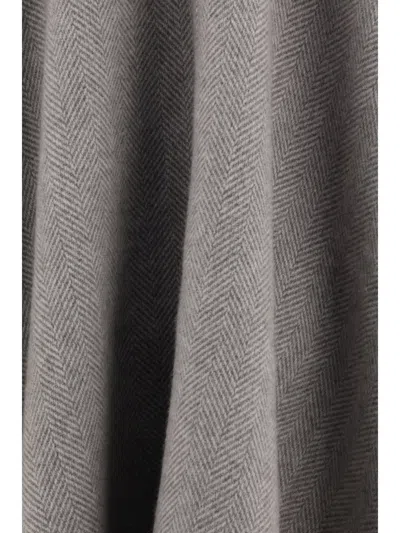 Brunello Cucinelli Reversible Cashmere Poncho Fringe Detail In Brown